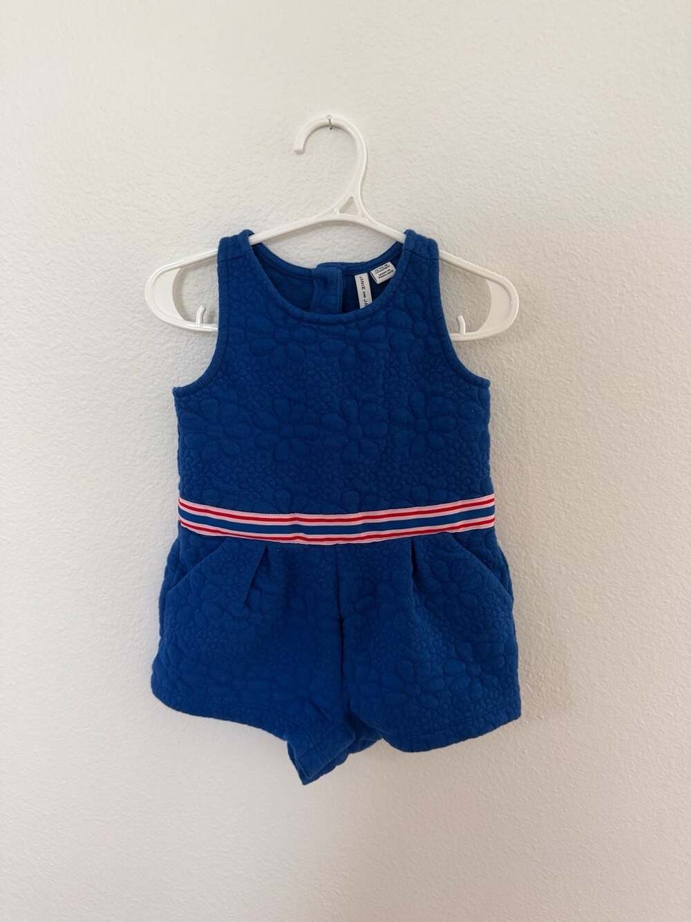Janie and Jack Blue Floral Quilted Romper  Size 12 to 18 Months